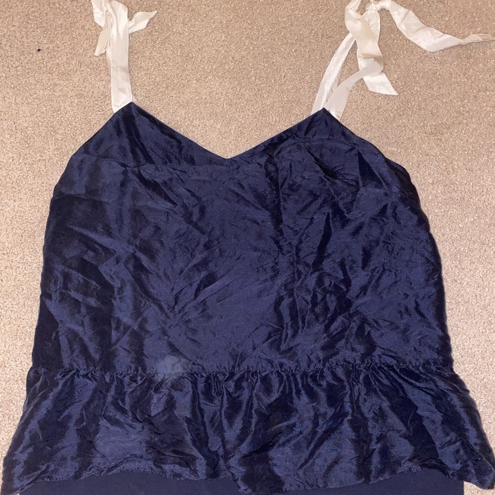 J. Crew navy silk tank top